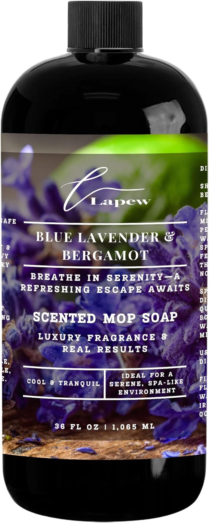 Luxury Floor Cleaner, Scented Mop Soap Concentrate | Hard Floor Cleaner for Tile, Vinyl, Laminate, LVP & Sealed Hardwood | Low-Foam, Streak-Free | 36 oz | Blue Lavender & Bergamot