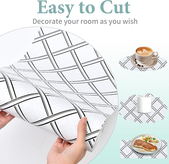Drawer and Shelf Liner for Kitchen Cabinet: 12 in X 30 Ft Non Slip Waterproof Shelf Paper Non Adhesive Refrigerator Liners Black and White Squares Easy Liners for Bathroom