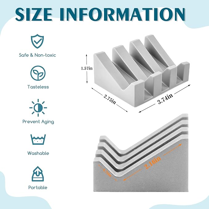 Self Draining Soap Dish Holder,Silicone Soap Dish,for Bathroom,Kitchen, Sponges，Can Extend Soap Life，Keep Soap Bars Dry and Easy Cleaning (Light Grey,2-Pack)