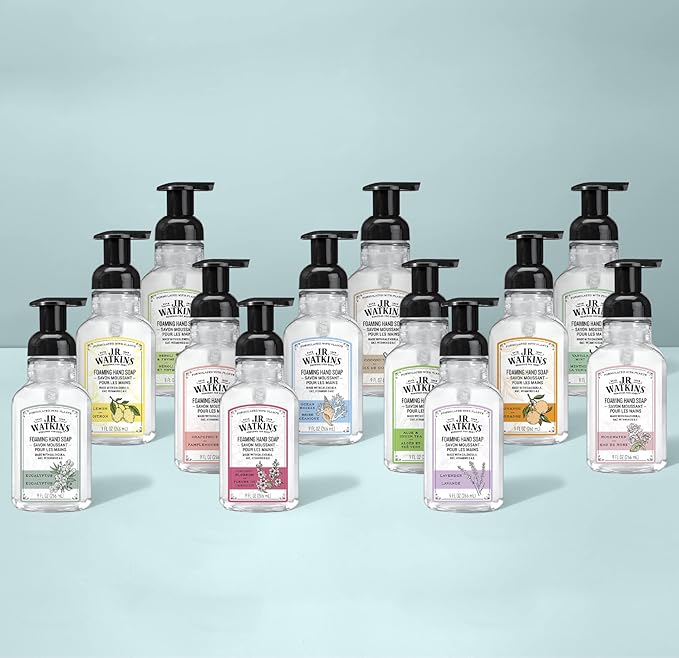 J.R. Watkins Foaming Hand Soap with Pump Dispenser, Moisturizing Foam Hand Wash, All Natural, Alcohol-Free, Cruelty-Free, USA Made, Lavender, 9 fl oz, 3 Pack