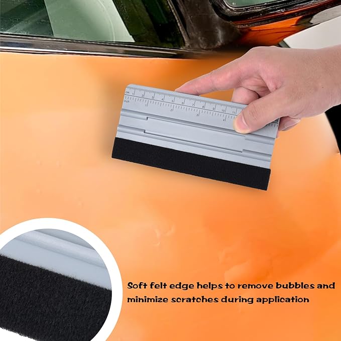 Durable Black Felt Edge Vinyl Squeegee Tool 6-Inch, Car Vinyl Film Wrapping Decal Window Tint Work, Professional Scratch Free Squeegee (Pack of 2)