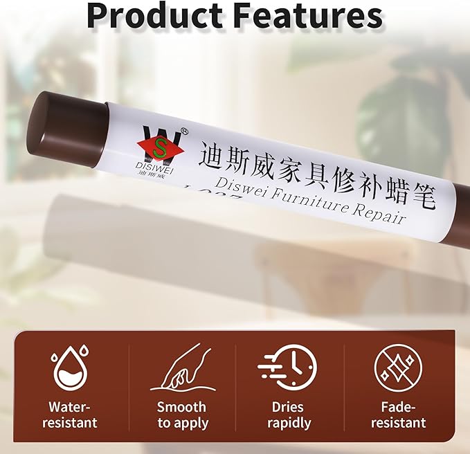 Wood Filler Sticks Dark Brown Furniture Scratch Repair Crayons Wood Floor Repair Wax Filler Sticks Furniture Repair Wax Crayons for Wooden Furniture, Floors, Cabinets & Tables
