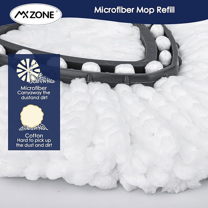 Spin Mop Head Replacement for O Ceda Mop Replace Head Triangle Mop Refills, Microfiber, White, 5 Packs