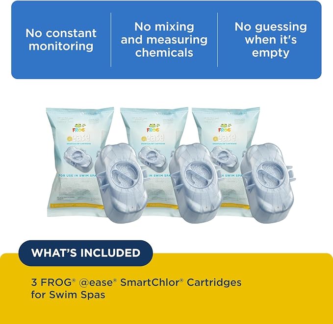 FROG @Ease Replacement SmartChlor Cartridge for use with Swim Spa FROG @Ease Floating System - Swim Spa Sanitizer System Supports Less Chlorine Use - 3 Pack