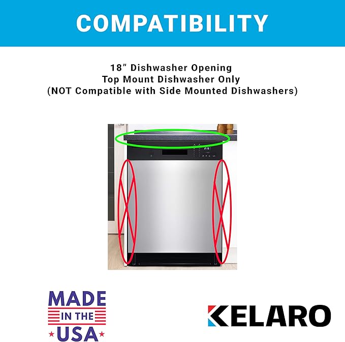 Kelaro Compact 18" EZ Dishwasher Mounting Bracket Kit for Granite and Quartz Countertops