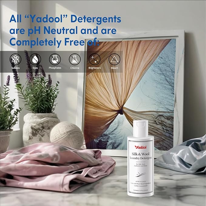 Silk & Wool Laundry Detergent, PH Neutral Cashmere Detergent, Double Concentrated Wash Shampoo for Silk, Wool, Cashmere, Gentle, Soft & Comfortable -3.72 Fl Oz/110ML