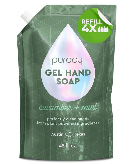 Puracy Organic Hand Soap, For the Professional Hand Washers We've All Become, Moisturizing Natural Gel Hand Wash Soap, Liquid Hand Soap Refills for Soft Skin (48 fl.oz, Cucumber & Mint) Refill