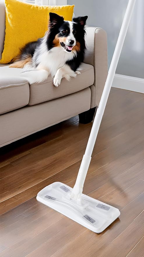 Eyliden Dust Mop, Sweeping & Mopping Kit with 58" Extended Long Handle, 36 Disposable Dry Cloths, Multi Surface Sweeper Mops for Hardwood, Tile, and Vinyl Floor Cleaning, Iron Handle, White