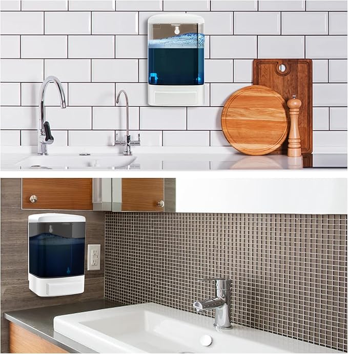 Manual Soap Dispenser 33oz Wall Mount Commercial Hand Soap Dispenser for Bathroom, Kitchen, Refillable Shampoo & Conditioner Dispenser for Liquid Gel
