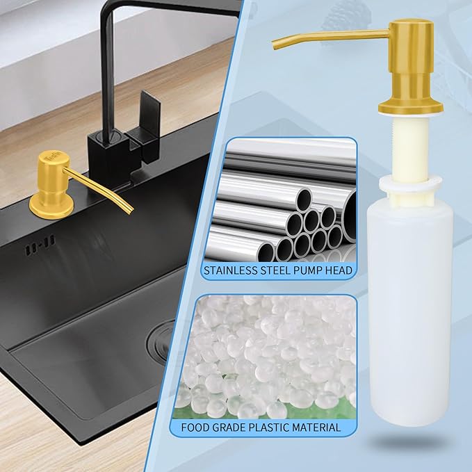 Soap Dispenser for Kitchen Sink Black Built in Soap Dispenser Pump Dish Liquid Countertop with Bottle