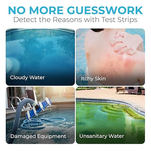 7-Way Pool Test Strips, 100 Strips Water Chemical Testing for Hot tub and Spa, Accurate Test Bromine, Total Alkalinity, pH, Free Chlorine, Total Hardness, Cyanuric Acid, and Total Chlorine