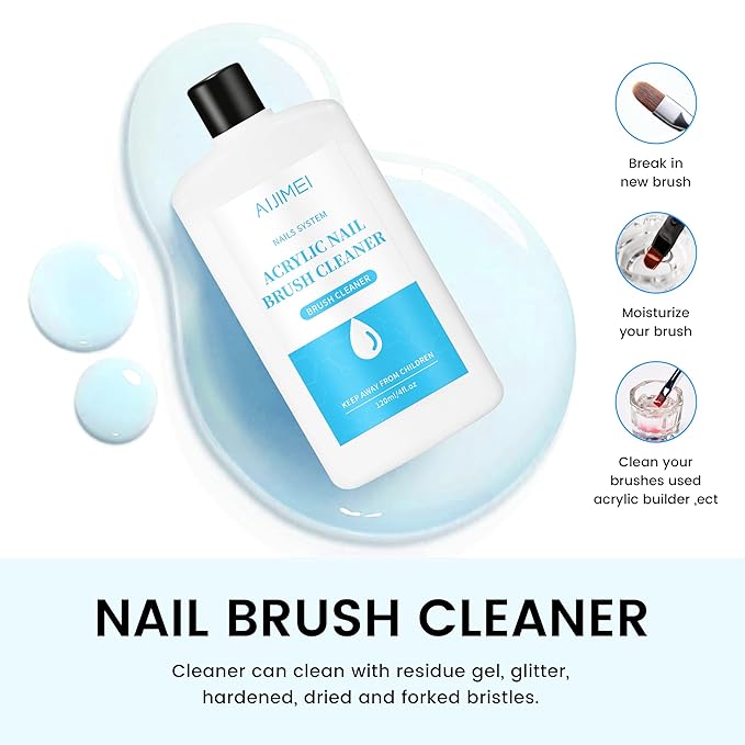 Nail Brush Cleaner 120ml Acrylic Brush Cleaner Efficient Nail Cleaner For Acrylic Powder Nails Professional Brush Cleaner For Acrylic Clean And Maintain Your Nail Brushes With Cleaning Solution