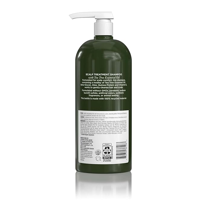 Avalon Organics Scalp Treatment Tea Tree Shampoo, Encourages Scalp Well-Being and Leaves Hair Soft, 32 Fluid Ounces, (Pack of 2)