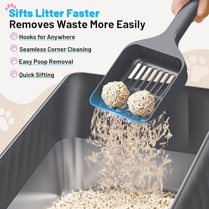 Stainless Steel Litter Box,Enclosed Cat Litter Box with High Sided Lid,Low Front Entry for Kittens,Small,Medium&Senior Cats,Leak-Resistant&Spill-Reducing,Easy to Clean,Scoop Included