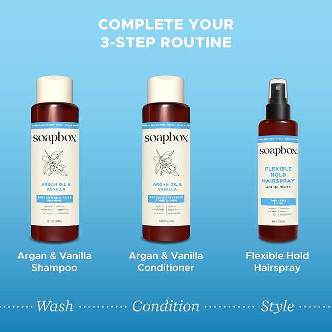 Soapbox Argan Shampoo & Conditioner Set, Volumizing, Vegan, Color Safe, Harsh Sulfate & Silicone Free, 1 Liter Each (Pack of 2)