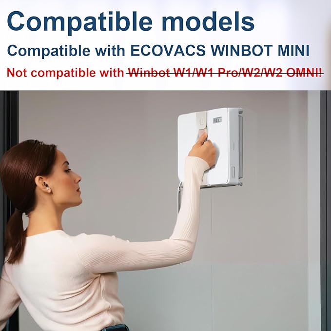 6 PCS Mop Pads Replacement for ECOVACS WINBOT Mini Window Cleaning Robot, Window Cleaning Robot Cleaning Cloth for Ecovacs Washable Microfiber Wipes, Part No. W-CC02-0012
