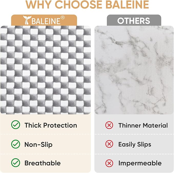 BALEINE Cabinet Liner, 12 in x 30 Ft Drawer and Shelf Liner for Kitchen Cabinets Non-Adhesive, Non-Slip Protect Desks, Cupboard, Drawers, Shelves, Tableware (Gray)