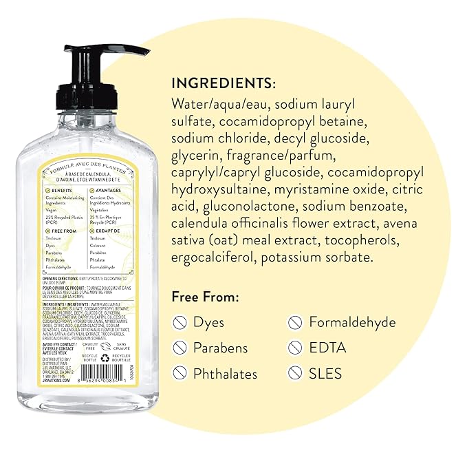 J.R. Watkins Gel Hand Soap, 6 Pack of 11 Fl Oz, Lemon