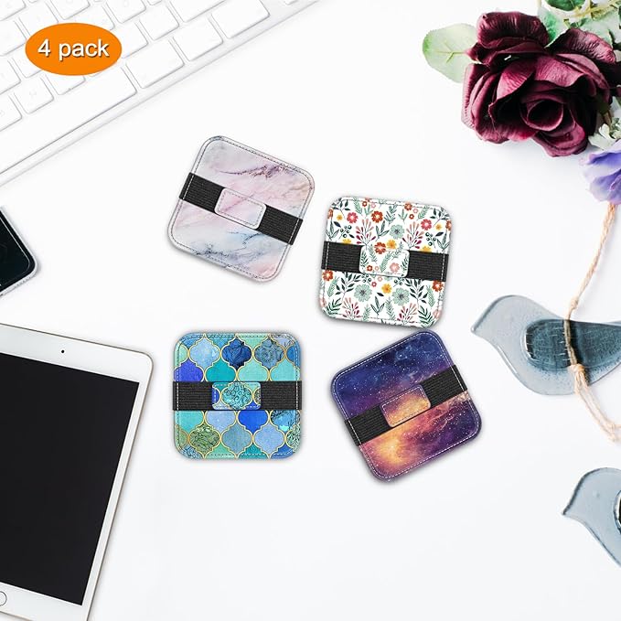 Fintie Screen Cleaning Pad, [4 Pack] Soft Cloth Wipes Screen Cleaner with Elastic Strap for iPad, iPhone, MacBook, Tablets, Laptop (Galaxy)