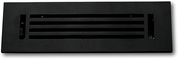 Madelyn Carter 2 x 12 Cast Aluminum Linear Bar Vent Cover with Damper - Black (Overall: 3.75 x 13.5) | Floor Register - Wall Register