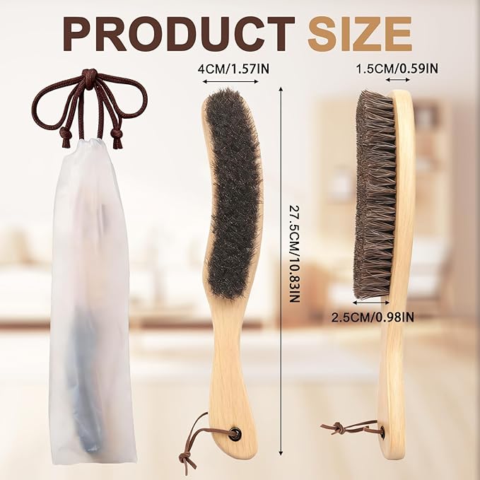 Cowboy Hat Brush,Felt Hat Brush,Lint Brush Cleaner Horse Hair Cowboy Cleaning Kit with Storage Bag,Hat Cleaner Removes Dust Fuzz and Lint for Shoes Hats,Clothes,Baseball Caps