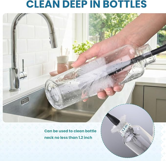 Steel Bottle Brush Refills for OXO Stainless Steel Bottle Brush Only, 4 Pack Bottle Brush Replacement Head for Clean Water Bottle, Baby Bottle, Glasswares, Mugs