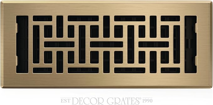 Decor Grates AJH412-A Oriental Floor Register, 4x12 Inches, Antique Brass Finish