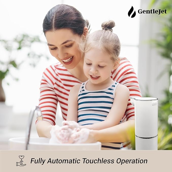JetFoam Automatic Foam Soap Dispenser - Touchless Electric Soap Dispenser, USB-C Rechargeable, Adjustable Foam Levels, 10 oz Countertop Hands-Free Soap Pump for Bathroom & Kitchen