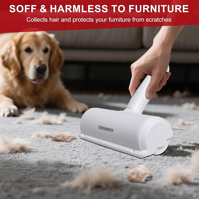 Roller Pet Hair Removal Tool – Reusable Lint Roller for Dogs & Cats – Self-Cleaning Fur Remover Brush - Portable, Multi-Surface Fur Removal Tool - Glove Brush and Pet Hair Extra Sticky Roller
