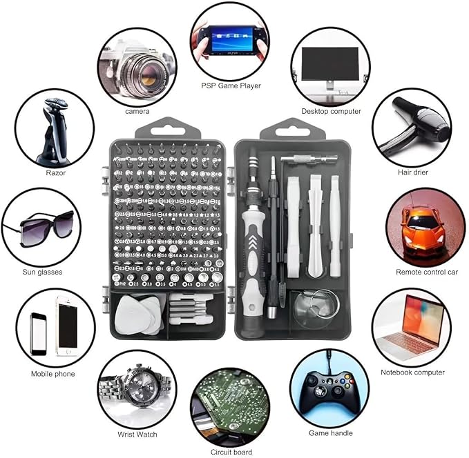 115 in 1 Precision Screwdriver Set, Tool Gifts for Men, Mini Repair Tool Kit with Torx Triwing Bits, Repair for PS5，Computer, Macbook, Laptop, PC, RC