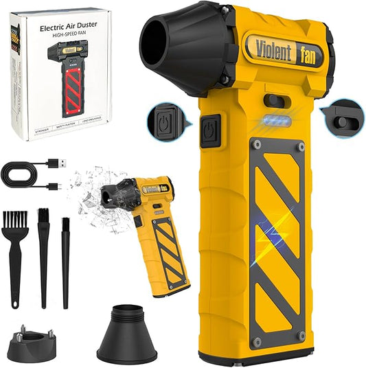 Electric Air Duster-Compressed Air Duster,60mph Wind Stepless Speed Canned Air for PC/Compute/Electronics/Home&Car Cleaning, 150000RPM Air Blower to Spray Air Can Dust Off Keyboard Cleaner (Yellow)