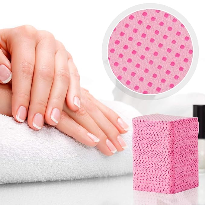 MAQIHAN 1500 Lint Free Nail Wipes - Pink Acetone Nail Polish Remover Wipes Lint Free Nail Wipes Pads Gel Nails No Lint Nail Glue Wipes Eyelash Extensions Toallitas Para Uñas Sin Pelusa Nail Supplies