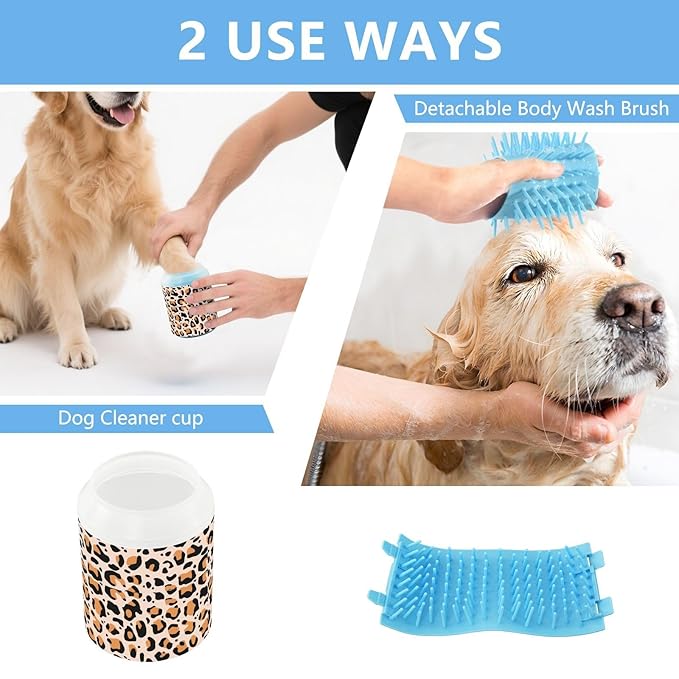 Dog Paw Cleaner Cups for Dogs Pets Foot Washer Paw Scrubber for Medium Small Cats Dogs Cleaning Cup Animals Print