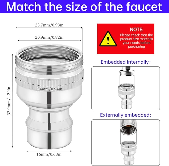 Dishwasher Faucet Adapter, 2 Pack Portable Washer Faucet Snap Adapter Connection Accessories 15/16-27Male or 55/64-27Famale