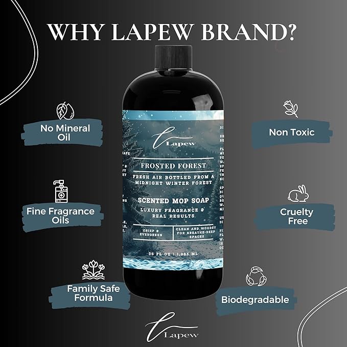 Luxury Floor Cleaner, Scented Mop Soap Concentrate | Hard Floor Cleaner for Tile, Vinyl, Laminate, LVP & Sealed Hardwood | Low-Foam, Streak-Free | 36 oz | Frosted Forest