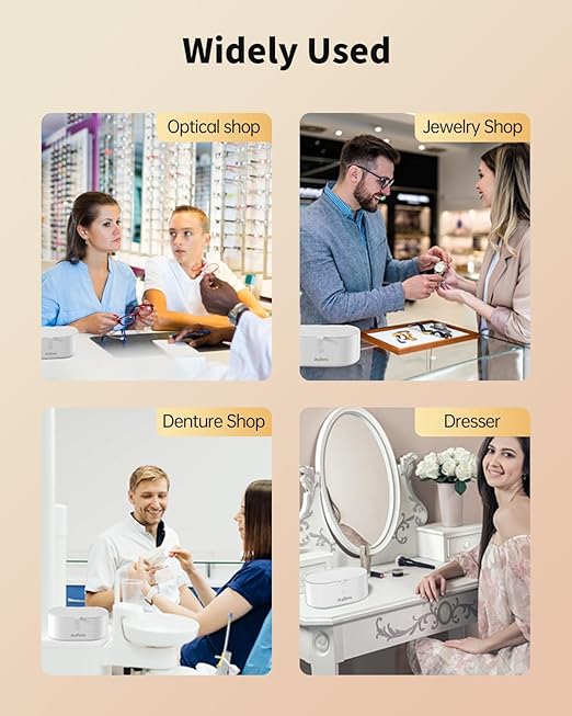 Ultrasonic Jewelry Cleaner Machine, JeaTone 20oz 46KHz Professional Ring Cleaner with 304 Stainless Steel Tank for All Jewelry, Eyeglasses, Watch Strap, Retainer, Dentures White