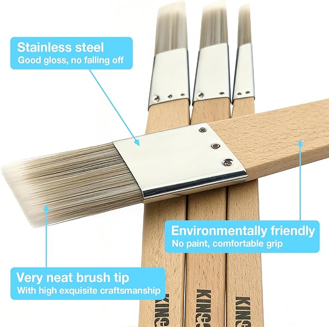 Trim Paint Brushes Set of 12-0.25", 0.5", 0.7", 1" Slant Lining Fitch Paint Brushes for Detail, Small Cutting in Brushes for Trim, Edges and Crafts