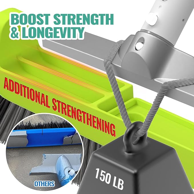 18" Pool Brush Head for Cleaning Swimming Pool Walls, Curved Ends High-Efficiency Scrub Brush for Tile, Flooring and Vinyl Pools, Fiberglass, Fits Φ1.25” Poles (Green & Black & Dark Gray)