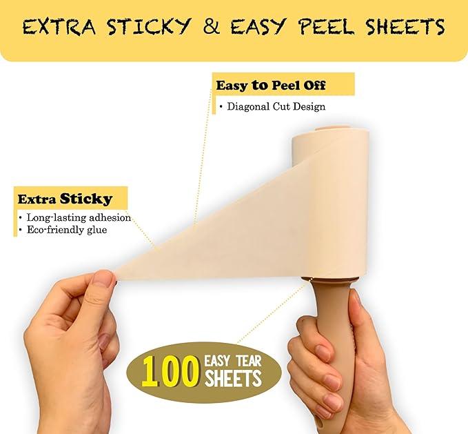 Lint Rollers Extra Sticky for Pet Hair [800 Sheets/4 Handles], Lint Remover Go Beyond Animal Fur, Dust and Other Dirt, Dog & Cat Hair Remover Rollers for Clothes, Furniture, Carpet, Car