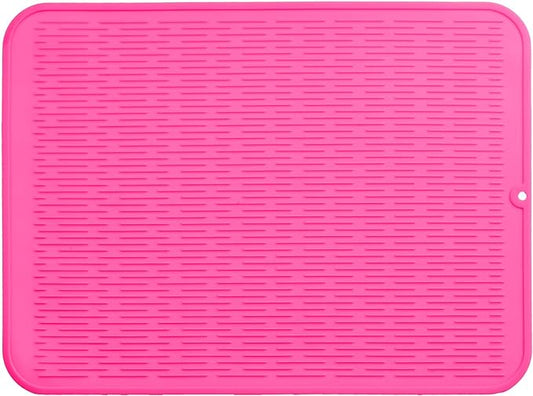 Silicone Dish Drying Mat for Multiple Usage,Easy clean,Eco-friendly,Heat-resistant Silicone Mat for Kitchen Counter or Sink,Refrigerator or Drawer Liner Rose 2XL 24 inches x 18 inches