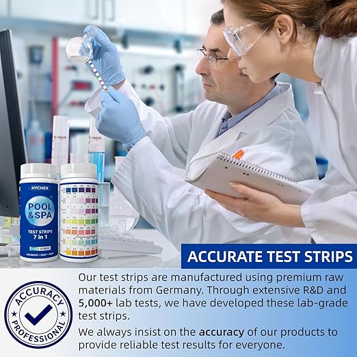7 in 1 Accurate Pool & Spa Test Strips, 150-Count Hot Tub Test Strips | Lab Recommended | Water Chemical Testing Kit for Bromine, Chlorine, pH, Hardness, More, Fast & Easy Test Way