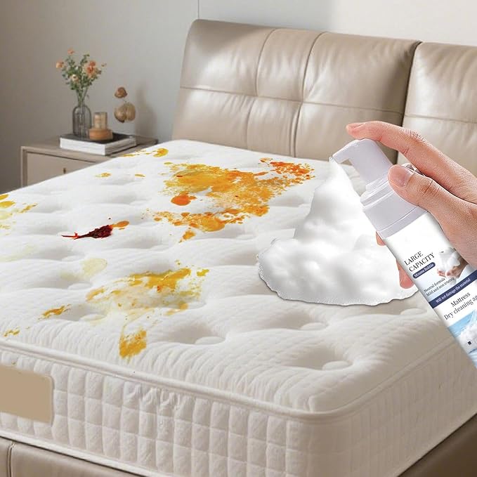 Mattress Cleaner And Stain Remover, No-Scrub Formula, 150ml, Mattress Dry Cleaning Agent, Waterless Fabric Cleaner, Multi-Sûrface, For Couch, Rug, Carpet, Upholstery, Home