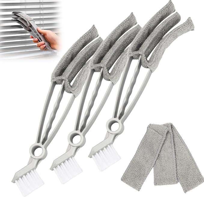 Removable Window Blind Cleaner, 2026 New Duster Brush with Microfiber Sleeves, Blind Cleaner Tools for Blinds Air Conditioner Keyboard Fan Dust (Grey, 3PCS)