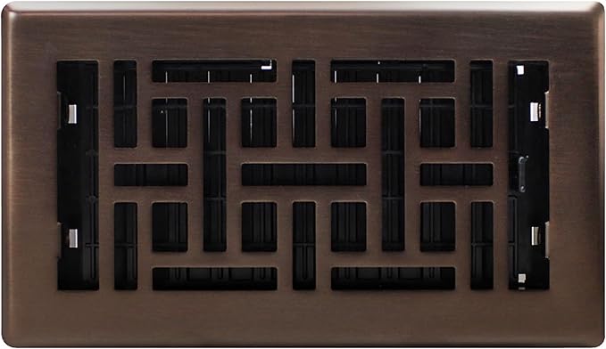 Decor Grates AJH408-RB Oriental Floor Register, 4x8 Inches, Rubbed Bronze Finish