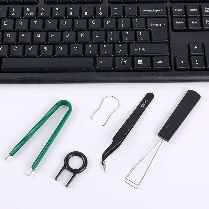 5 Pcs Keyboard Cleaning Tools - Switch Puller Set, Stainless Steel Keycap Remover Kit with Keycap Tweezers for Mechanical Keyboard