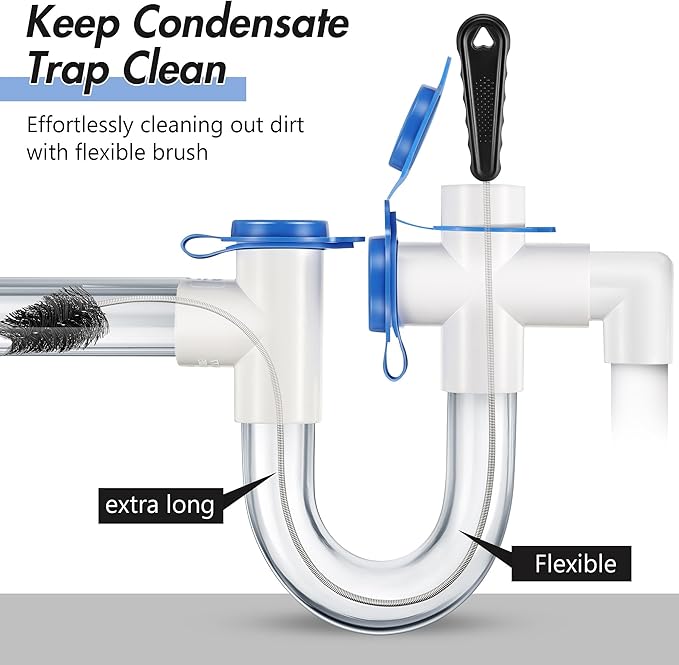 3 Pcs Condensate Trap Flexible Drain Brush, 48 Inch AC Drain Line Cleaning Brush for AC & HAVC Condensate P Trap, Black