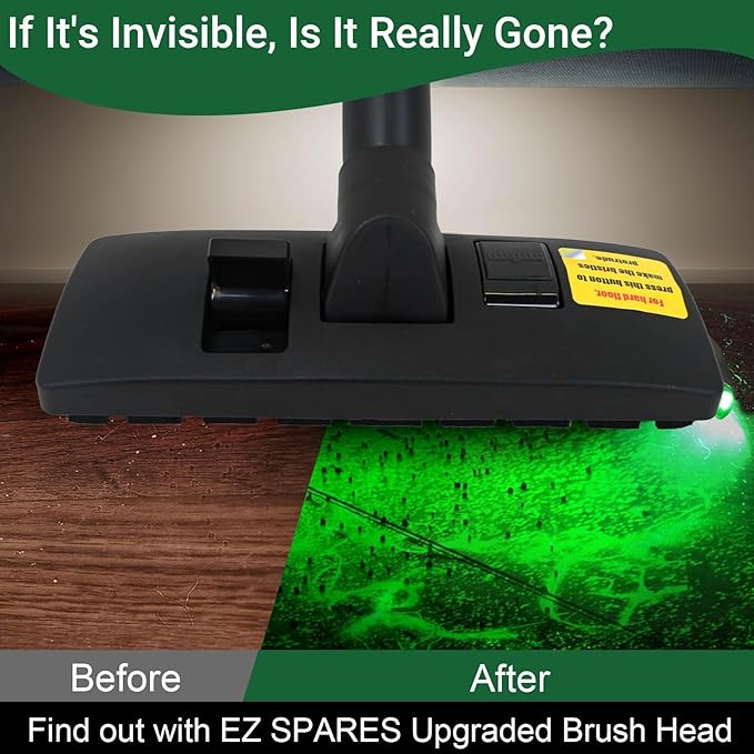 EZ SPARES Dust Display LED Vacuum Brush,Floor Brush Attachment,Compatible with Hoover, Eureka, Rainbow,Shop VAC,Most Brand,Reveal Microscopic Dust & Illuminate Invisible Pet Hair Cat Dog Fur