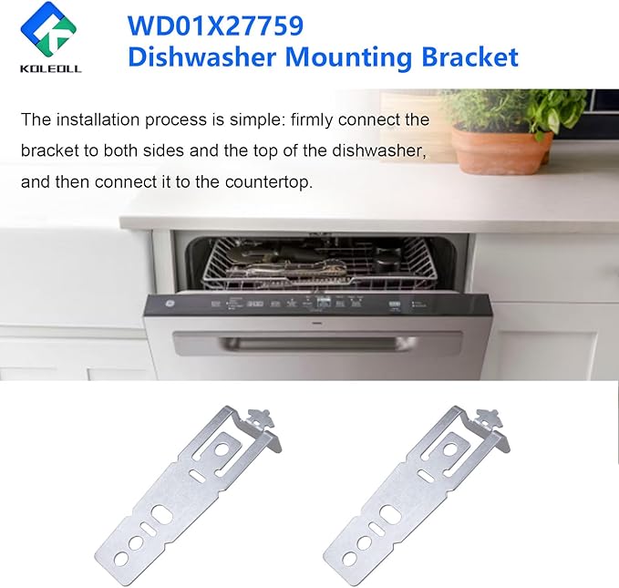 2 Pack WD01X27759 Dishwasher Mounting Bracket Compatible with GE 4961783 AP6994863 PS16219683 EAP16219683 Countertop Bracket Replacement Part