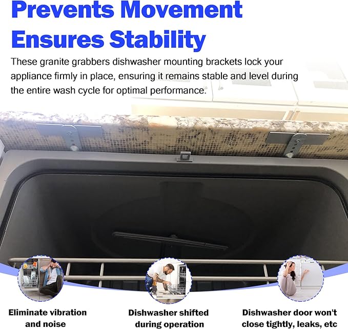 Granite Counter Dishwasher Mounting Kit Fit For Most Brand Dishwashers WP8269145 AP6012289 PS11745496, Dishwasher Mounting Brackets For Solid Surfaces, Kit Includes Bracket, Glues And Screws -2 Packs