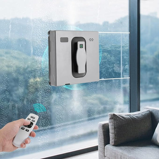 Window Cleaning Robot, Automatic Robot Window Cleaner with Dual Spray Window Vacuum Cleaner Window Cleaner with App & Remote Control, Windows,Tiles, Bathroom Glass (Silver-Gray)